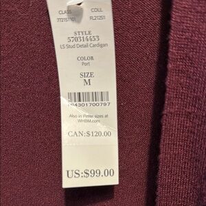 White House Black Market Purple Knit Cardigan